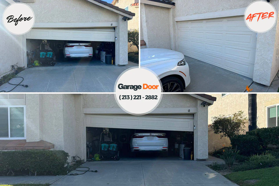 Before and after: garage door installation Warrensville Heights, OH